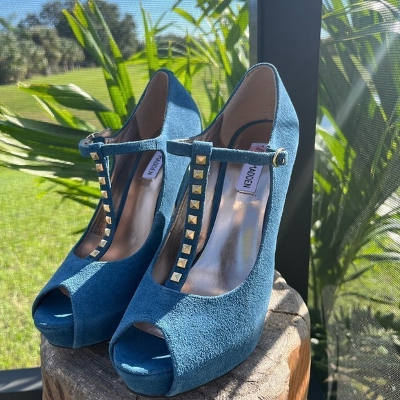 Steve Madden Blue Open Toe Heels - Picture 1 of 13